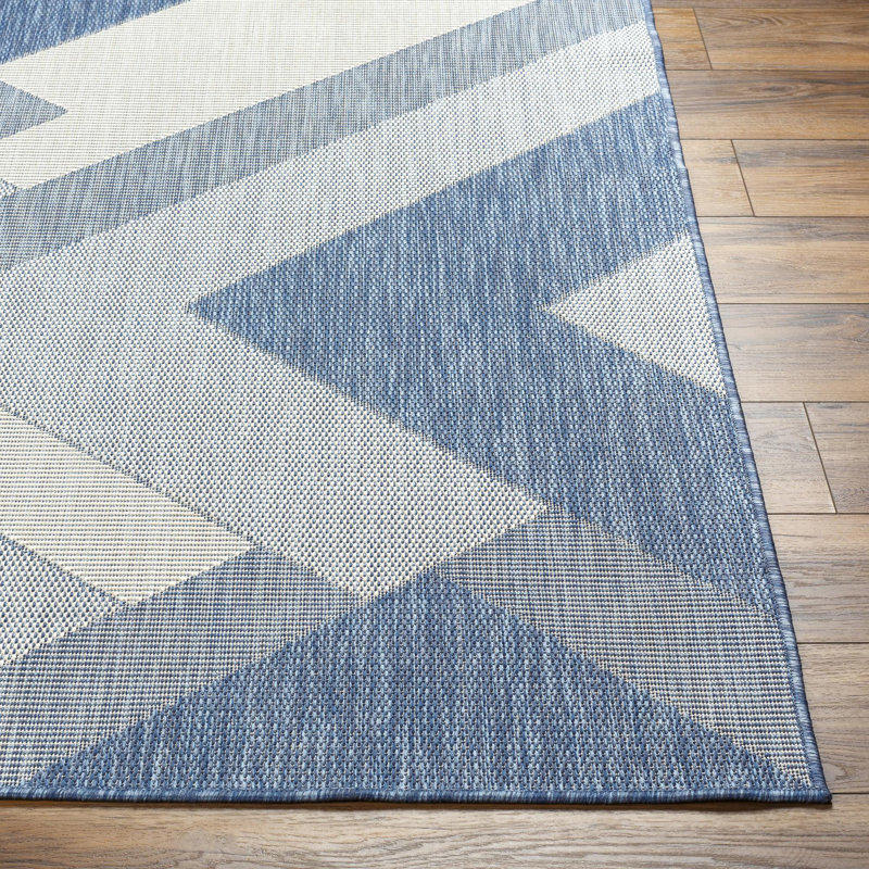 Beston Blue Outdoor Area Rug, Rectangle 7'10" x 10'