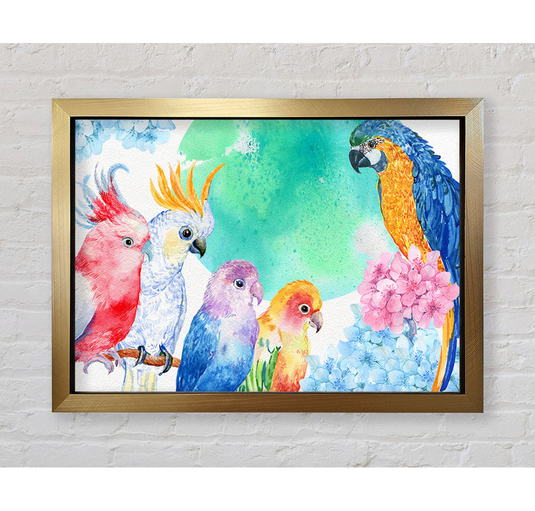 Gerahmtes Wandbild Array Of Watercolour Parrots