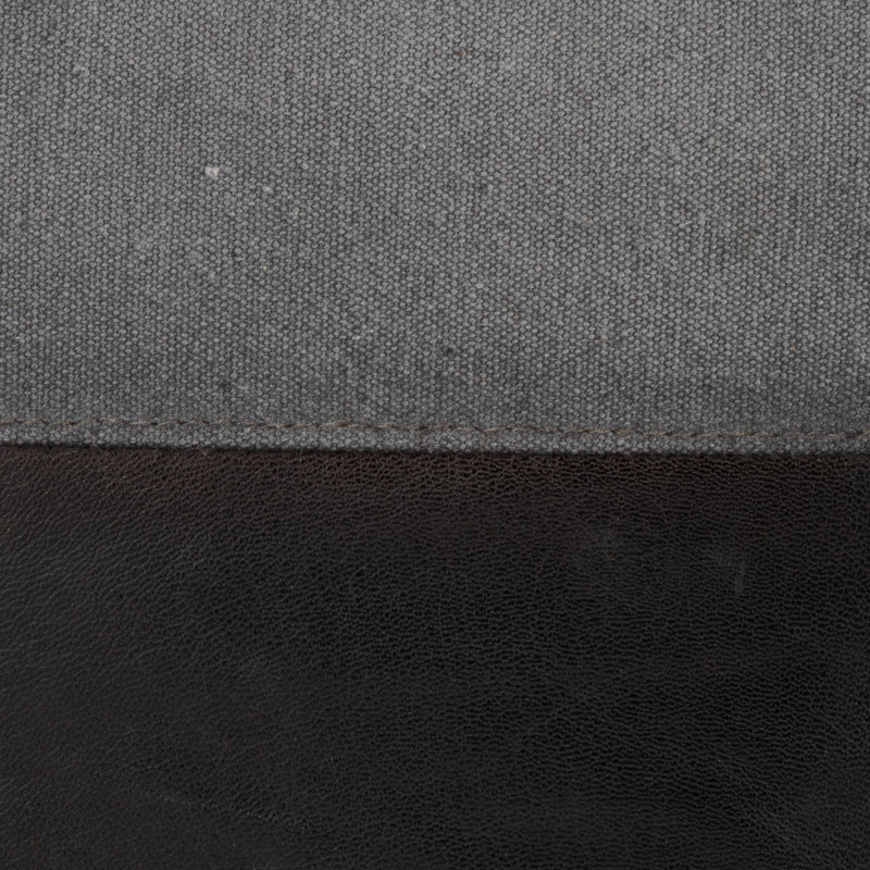 Leather/Canvas Ottoman - Black/Grey, Gray