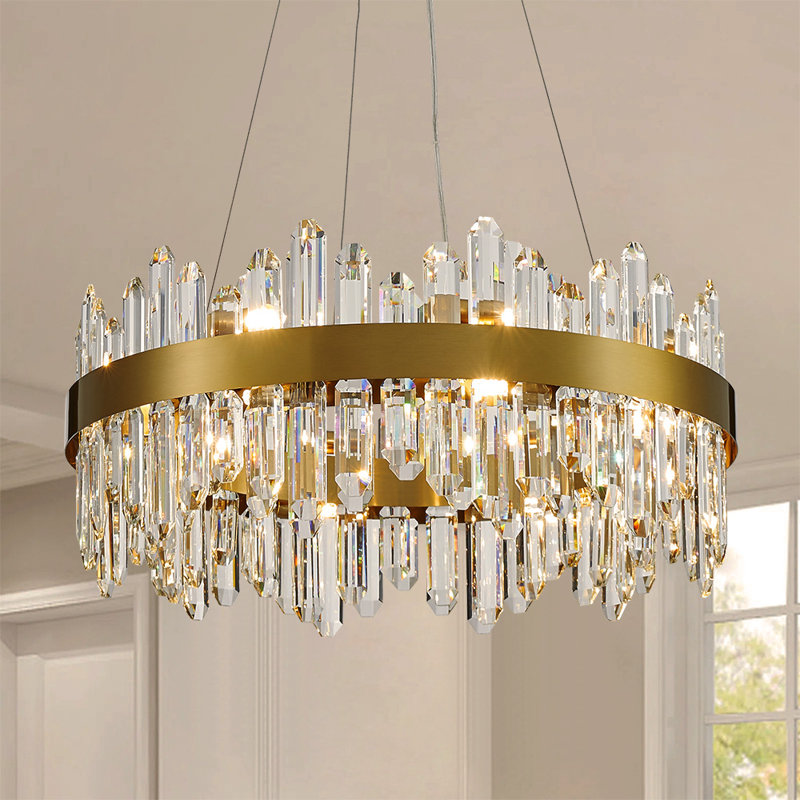 Xzavious Dimmable Cylinder Chandelier, 12, Gold, 9.6" H x  23.62" W x 23.62" D