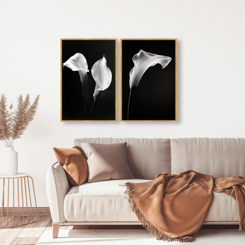 Calla Lily Set Set by Oliver Gal, 31" H x 21" W, Gold Floater Frame