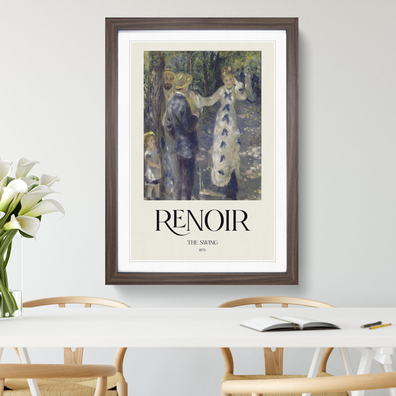 The Swing by Pierre-Auguste Renoir - Picture Frame Painting, Walnut Framed, 48cm H x 36cm W x 2cm D