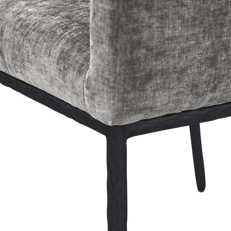 Chaise en chenille Reeves, Noir mat, Tissu gris chenille
