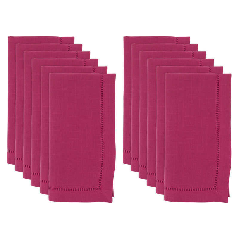 Rowles Hemstitched Border Dinner Napkin, Fuchsia, 20" L x 20" W