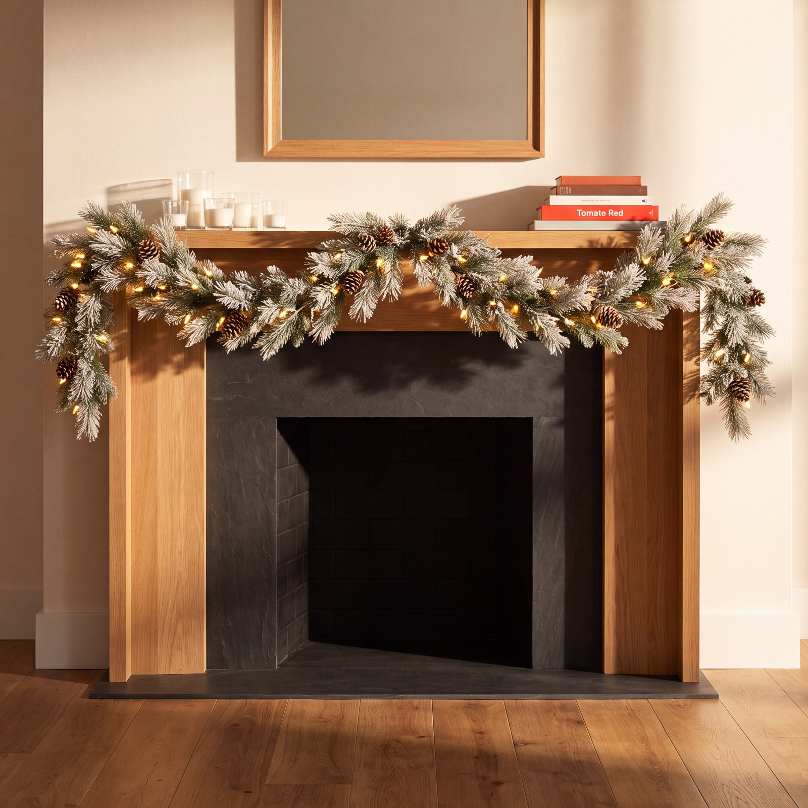 72" Frosted Pre-Lit Pine Christmas Garland