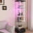 Quick - Build Black Tempered Glass Display Cabinet With 13 Colour Led Lights, 4 Shelf 1 Door For Living And Bedroom Storage In Small Spaces Installation Bookshelf Drawer Lighting, Space Home-1333544147