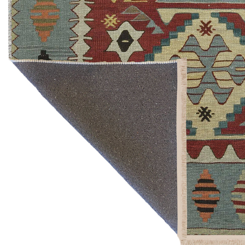 Tapis décoratif gris / bourgogne, Tapis de couloir 3 pi 10 po x 6 pi 7 po