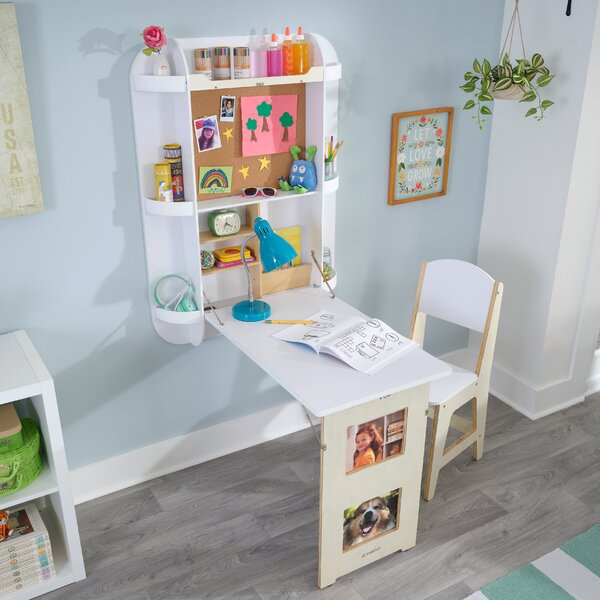 DIY Fold Down Kids Desk with Storage for small spaces