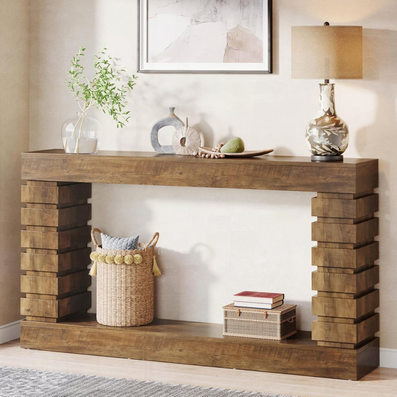 Console en bois avec rangement peu encombrant