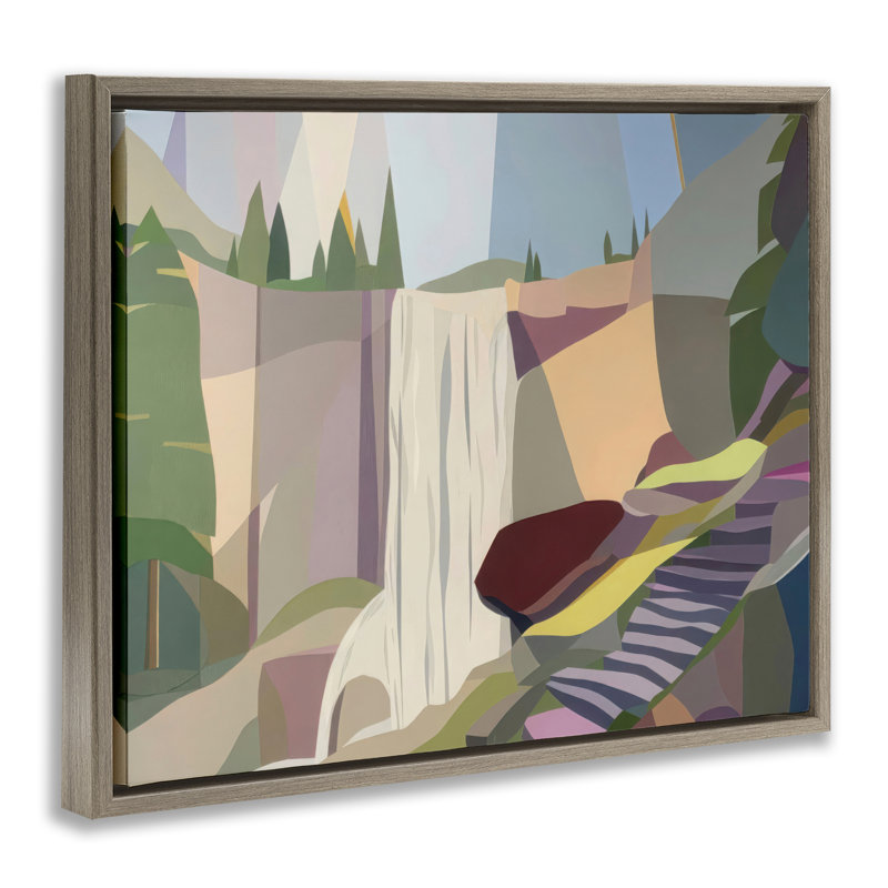 Cadre flottant Yosemite & Mist Trail, design par Melba Browne, Cadre flottant orme Montalcino, H 25 po x l 31 po