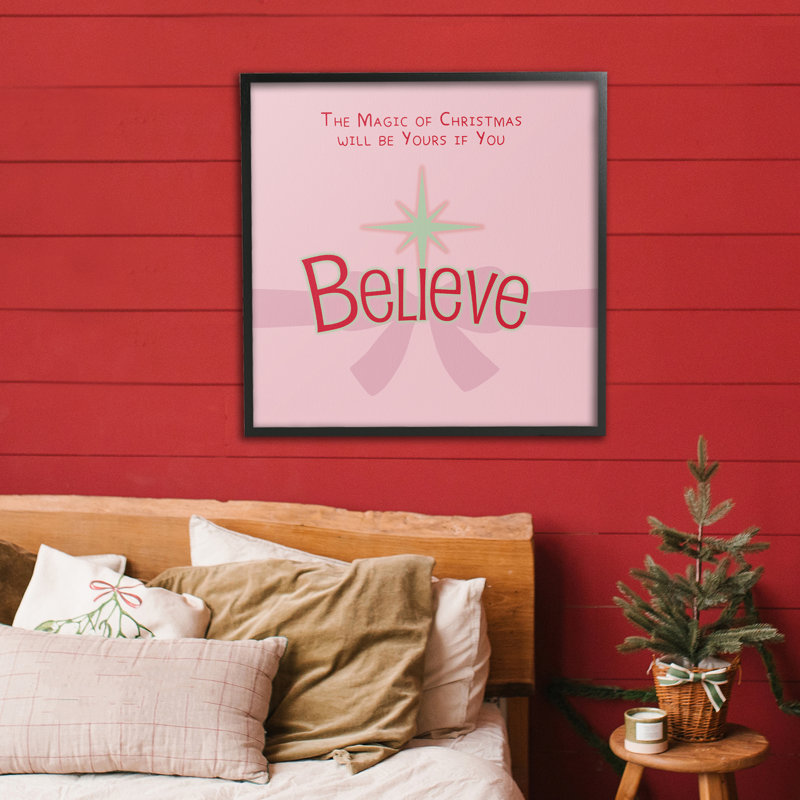 Magie de Noël Believe, giclée encadrée, design par Lauren Rader, H 24 po x l 24 po, Giclée encadrée noir minuit