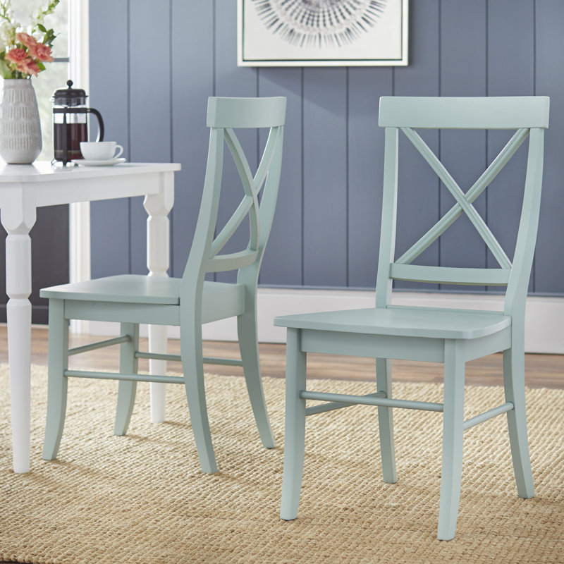 Bellmead Cross-Back Dining Set with Rectangular Table, Mint, 5 Pieces: 1 Table, 4 Chairs