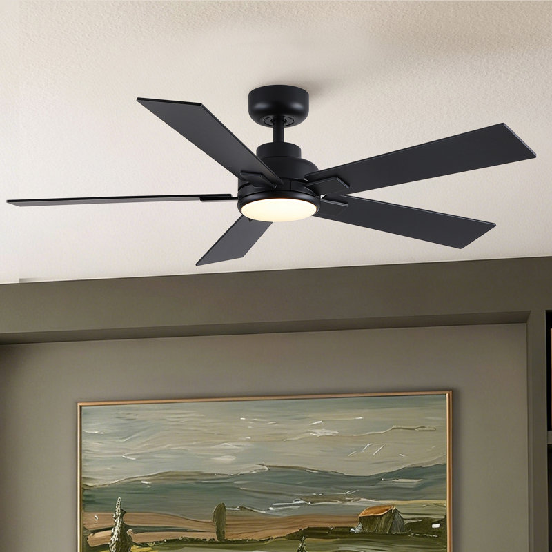 Ventilateur de plafond à DEL 52 po, Noir mat