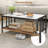 2-Tier Rectangular Coffee Table with Rock Slab Tabletop Open Shelf for Living Room