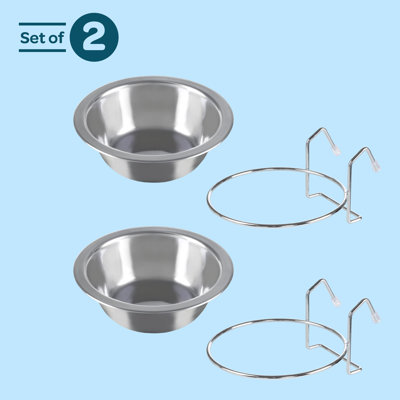 PETMAKER Stainless-Steel Hanging Dog Bowl Set - 8 oz Capacity Each 