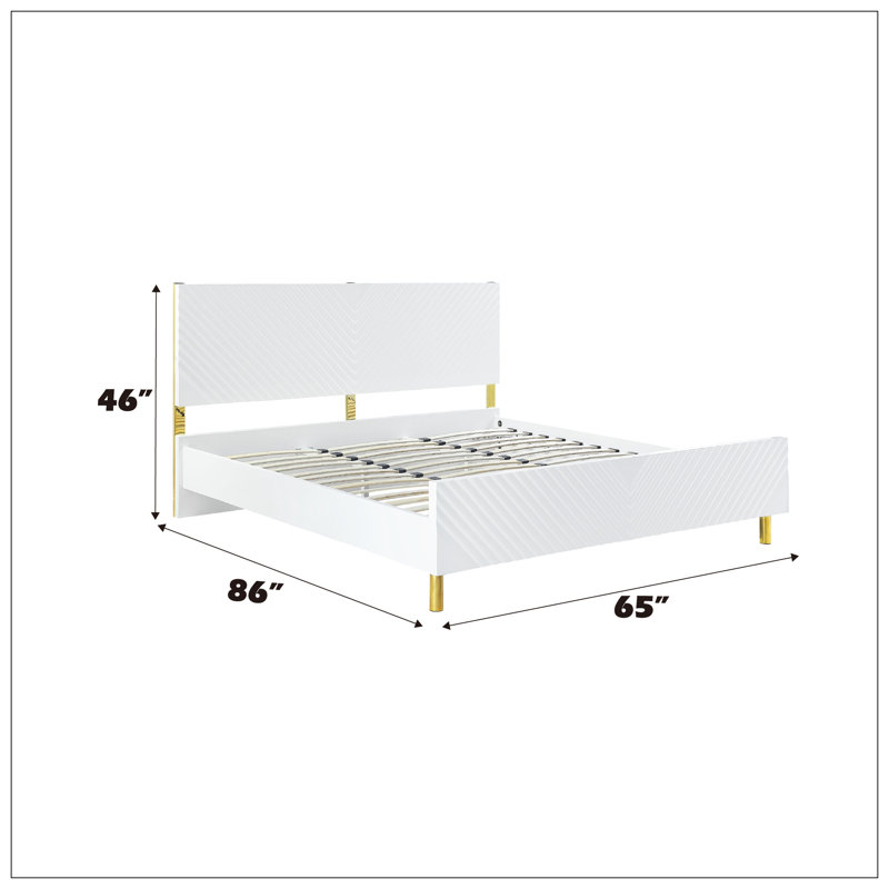 Lit pour chambre à coucher, Blanc lustré, Grand