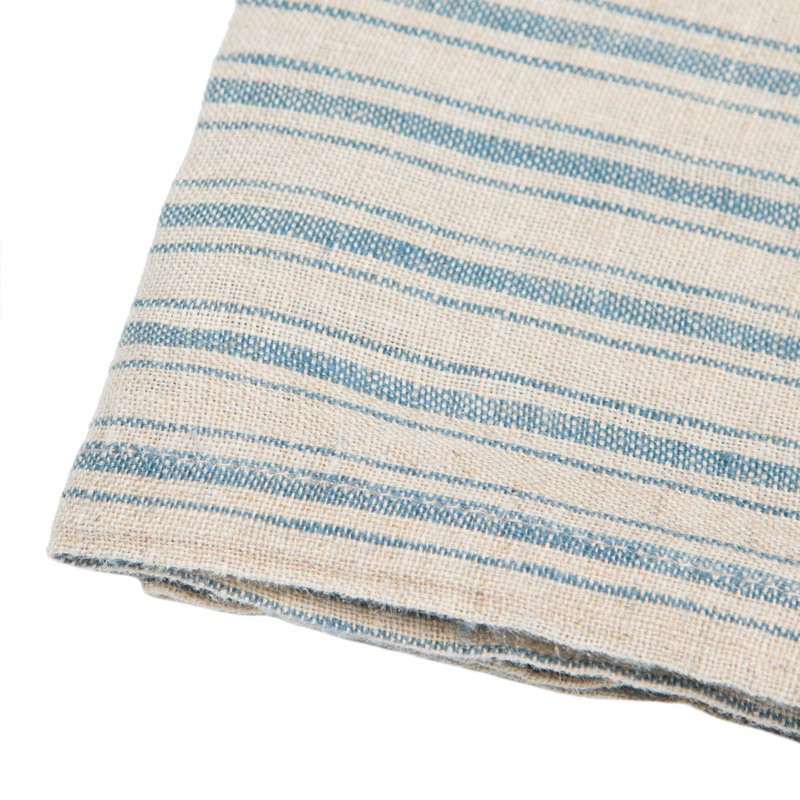 Boat Stripe Linen Striped Tea Towel, Natural/Blue