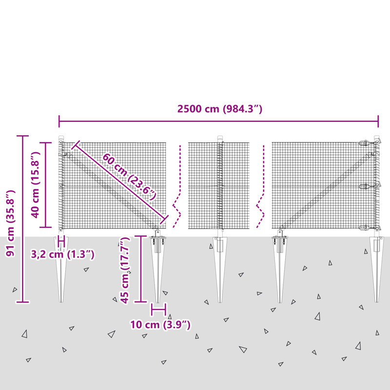 Fence Panels, 40cm H x 2500cm W, Grey