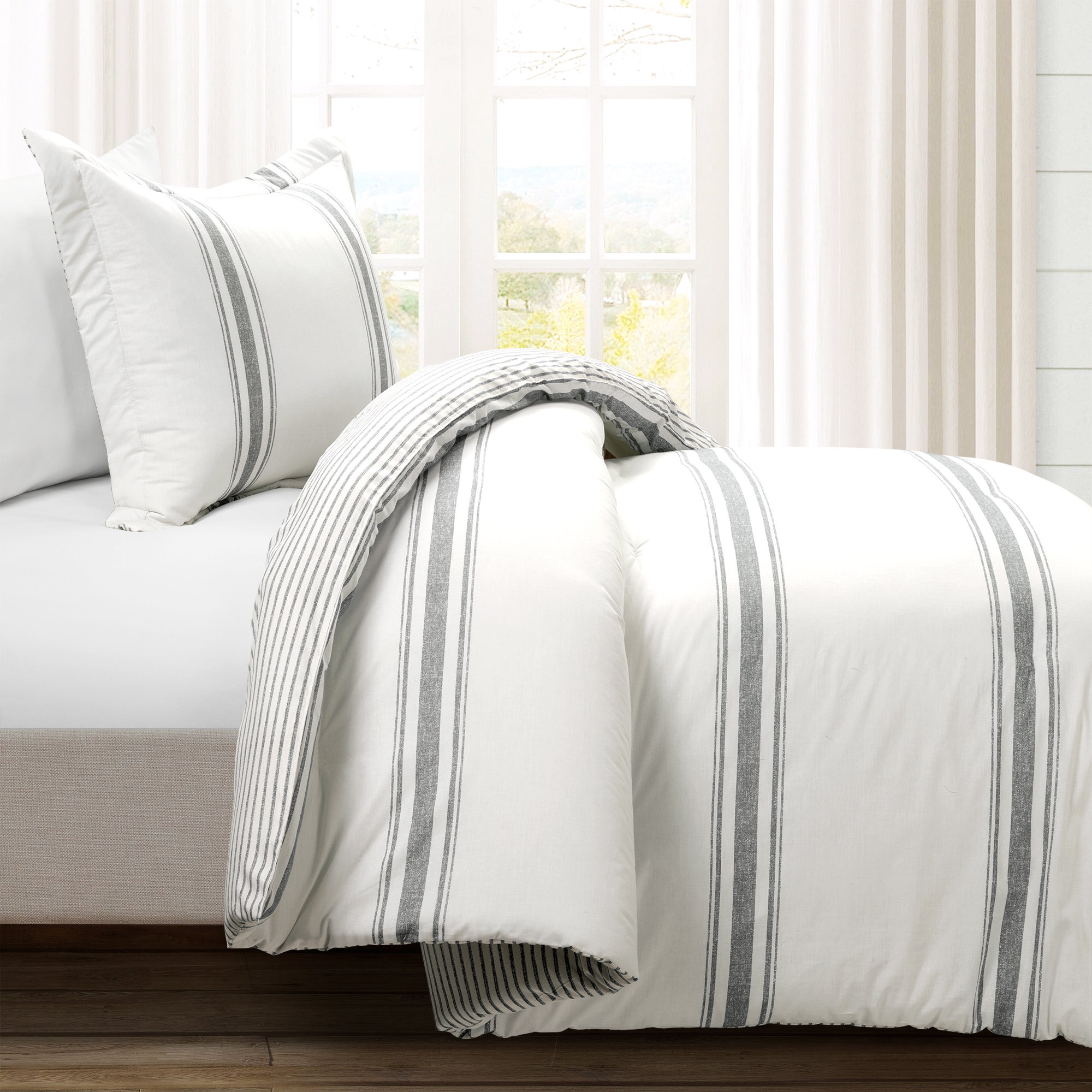 Gilroy Cotton Comforter Set, Gray, California King