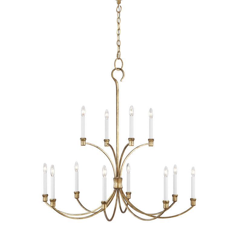 Antique Gild 12-Light Candelabra Chandelier with Clear Silver Wire