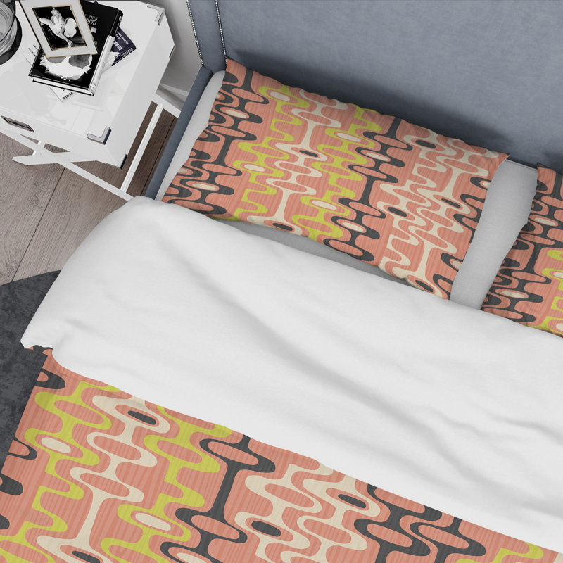 Ensemble de housse de couette de style mid-century rétro abstract xiii, Housse de couette très grand + 2 taies décoratives