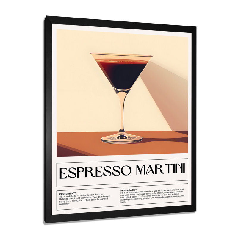 «Straight Up Espresso Martini», impression d'art mural, Cadre photo noir simple, H 32 po x l 24 po