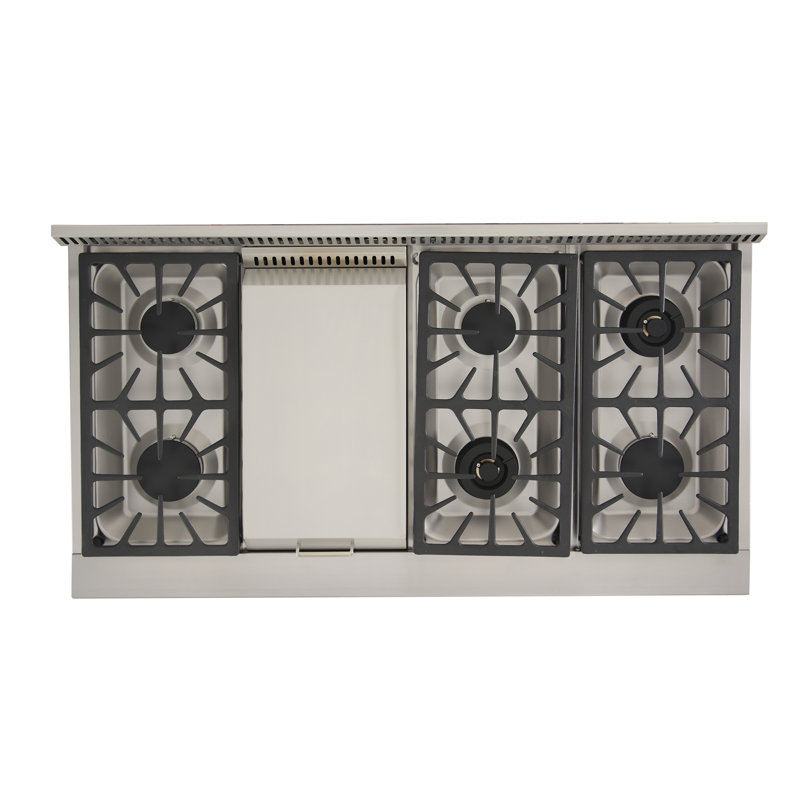 Kucht 48'' W Cooktop, Classic Silver, Natural Gas