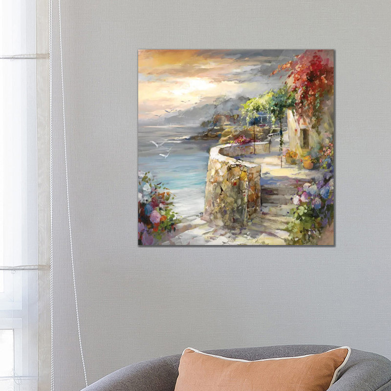 Seagulls And Sunset by Willem Haenraets - Wrapped Canvas Painting, 66.04 cm H x 66.04 cm W x 3.175 cm D