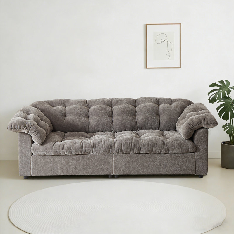 Canapé rembourré en chenille 94,6 po, Gris