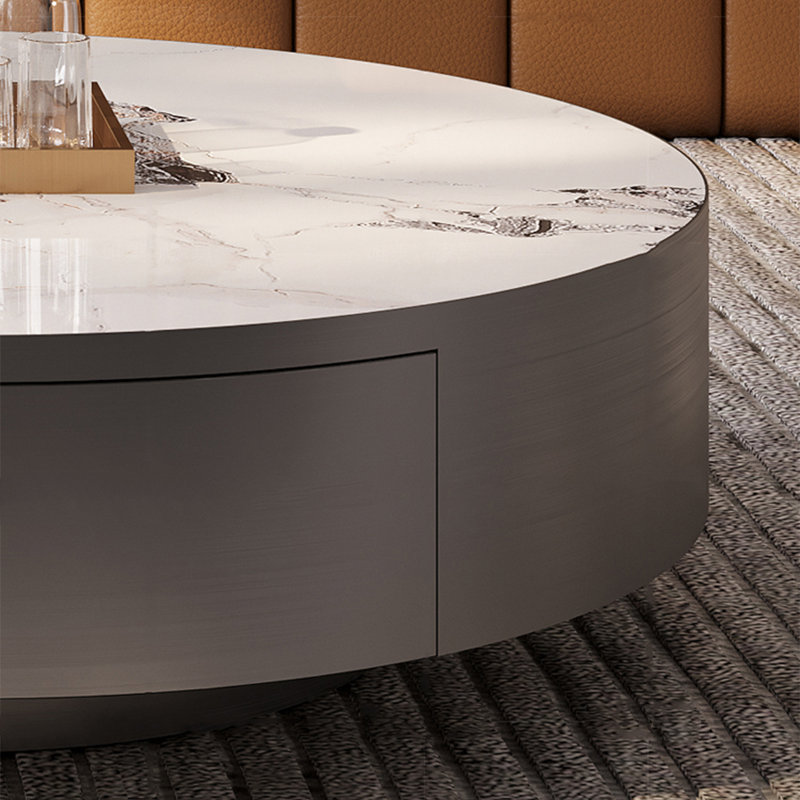 Table ronde légère et luxueuse, H 12,6 po x L 31,5 po x l 31,5 po, Gris pistolet