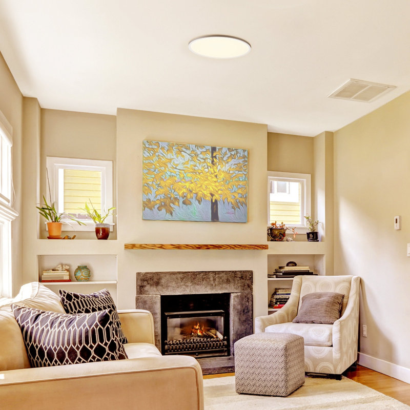 White Round LED Flush Mount Ceiling Light with Acrylic Shade