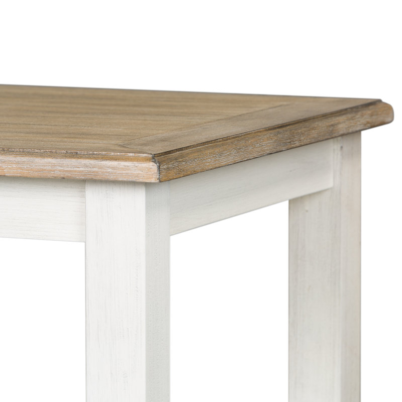 Odum 24'' W Square End Table, Wirebrushed Gray/Soft White