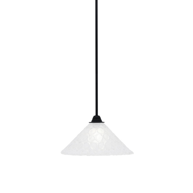 Paramount Stem Hung Pendant Shown In Matte Black Finish With 12" Italian Bubble Glass