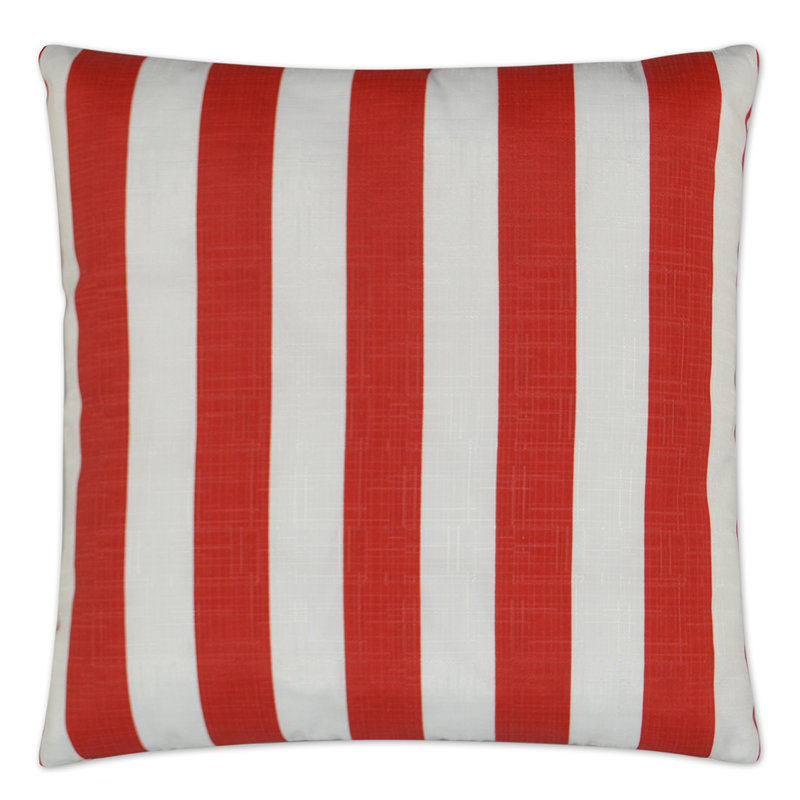 Red and White Striped Outdoor Throw Pillow 22x22