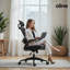 Fauteuil de bureau ergonomique Oline ErgoAir - Support lombaire réglable, accoudoirs rabattables, fauteuil de bureau en filet, fauteuil de direction pivotant pour et le bureau-110773327-110773328