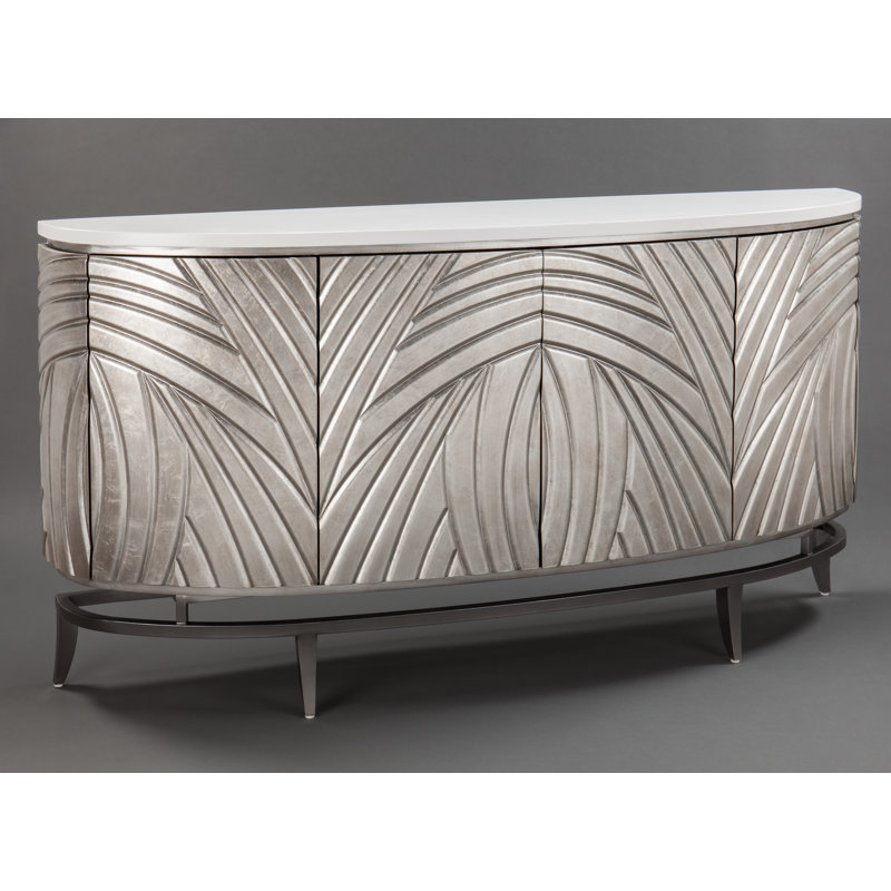 71.5'' W Sideboard, White/SIlver/Black