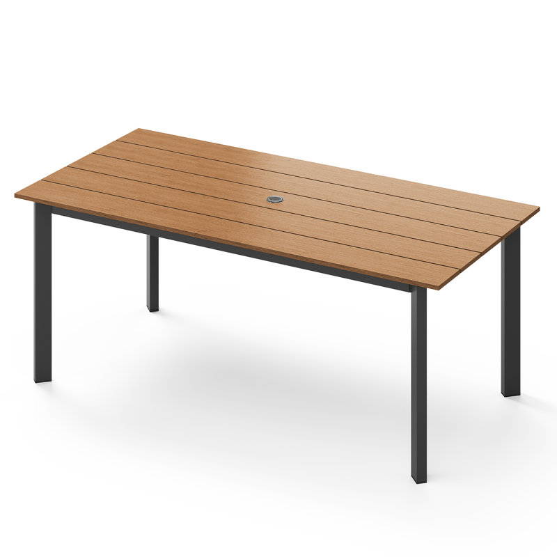 Table de salle à manger de patio, Bois de teck / noir