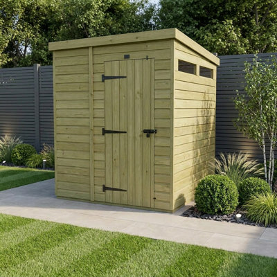 Total Sheds 7ft x 4ft Security Pent Shed - Heavy-Duty Hasp Staple Anti-Tamper - Pressure Treated Timber - UK Manufactured