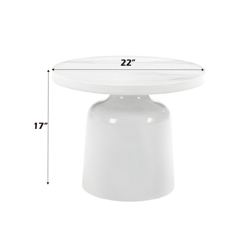 Engineering Marble & White High Gloss Finish End Table