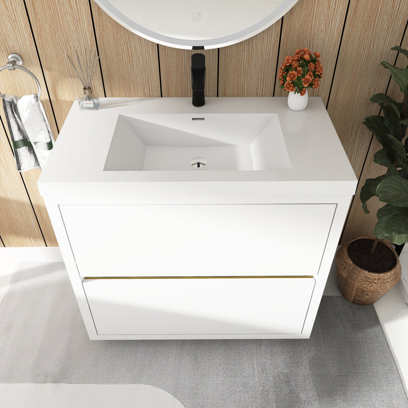 Meuble-lavabo sur pied 36 po avec lavabo, Blanc