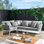 Grand canapé modulaire d'extérieur en aluminium Modway Stance