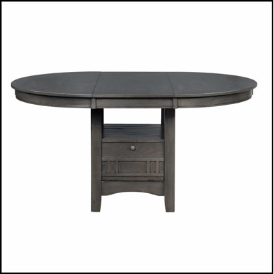 Oval 60-inch Extension Leaf Dining Table with Modern Grey Finish, Perfect for Versatile and Stylish Dining Spaces