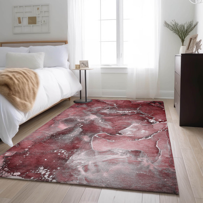 Tapis haut de gamme lavable en machine Cerrito Amf518 Merlot, Rectangle 2 pi 6 po x 3 pi 10 po