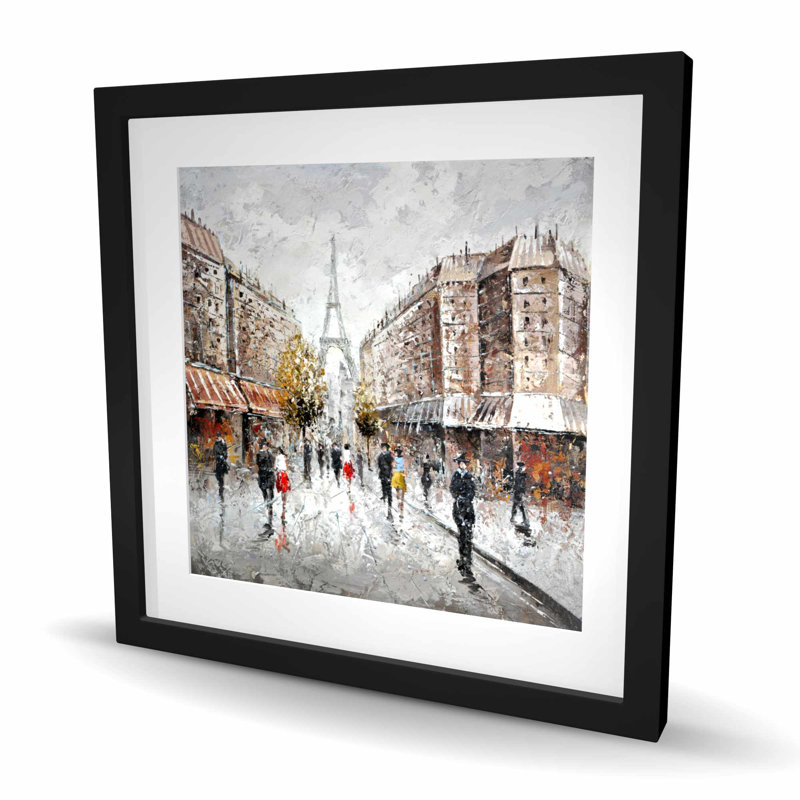 «Paris Busy Street» - Cités de salon avec impression matte, H 24 po x l 24 po, Noir