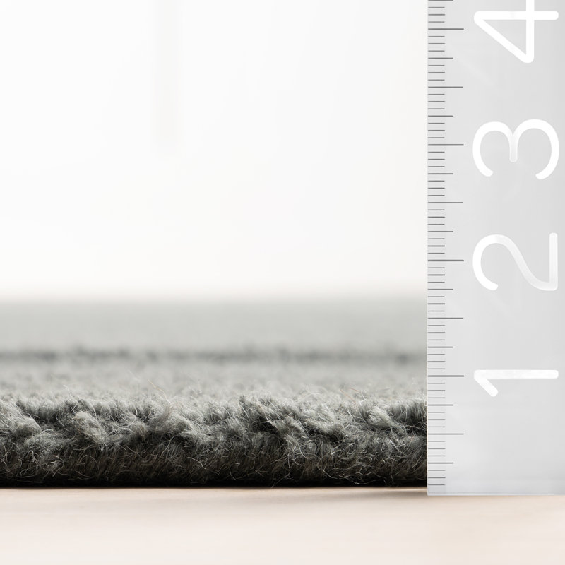 Gray Handmade Wool Rectangular Area Rug, 4' x 6'