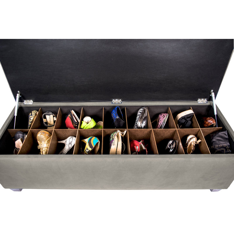 Heaney 18 Pair Shoe Storage Bench, Platinum