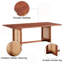 Table basse rectangulaire en bois massif imitation rotin de style chinois pour petits salons de famille, W115191497