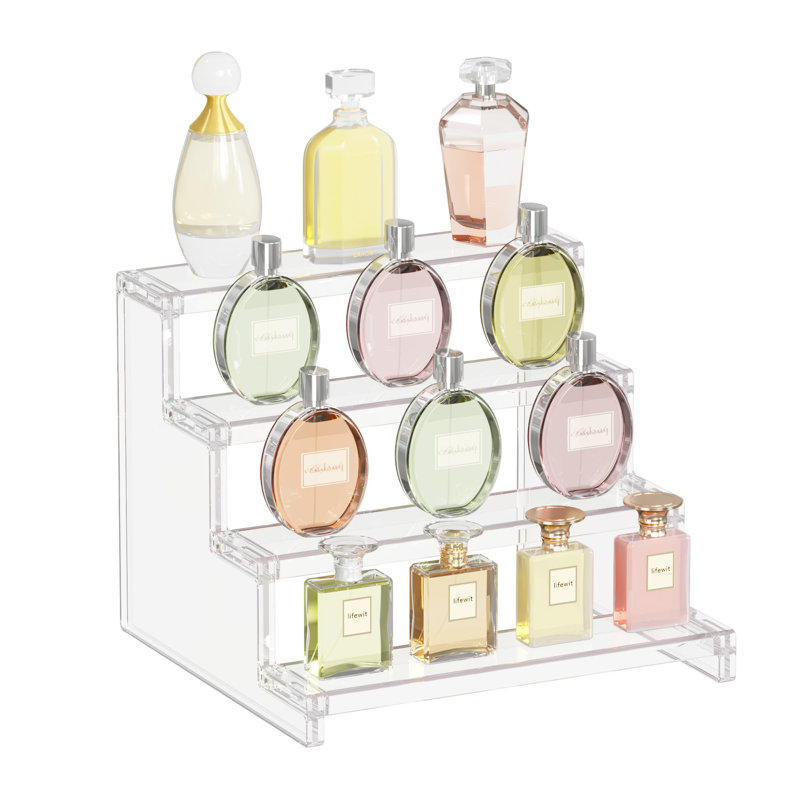 4 Tier Clear Display Risers Stand, Desktop Display Stand For Organize And Decoration