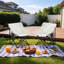 Pour les loisirs en plein air, ensemble de 2 chaises de camping pliantes, assise compacte en polyester beige-772198211