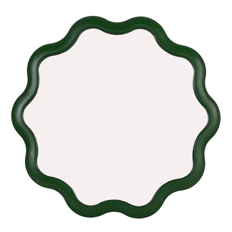 Wavy Reclaimed Wood Round Wall Mirror